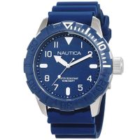 Reloj Nautica NSR 106 NAD09517G Acero Plateado Correa de Silicona Azul