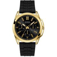 Reloj Guess Vertex W1177G2 Multifuncional Acero Dorado Correa Silicona Negro