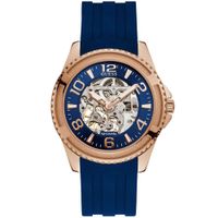 Reloj Guess Elite W1268G3 Automático Dorado Correa de Silicona Azul