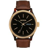 Reloj Nixon Sentry Luxe A12633167 Fecha Correa de Cuero Marrón Dial Negro