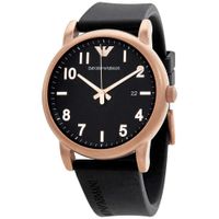 Reloj Emporio Armani Luigi AR11097 Fecha Acero Rose Gold Correa Silicona Negro
