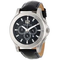 Reloj Nautica NCS 801 N21548G Fecha Cronómetro Correa De Cuero Negro