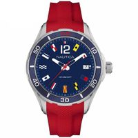 Reloj Nautica NST 1 NAPNSI803 Fecha Correa de Silicona Rojo Dial Azul