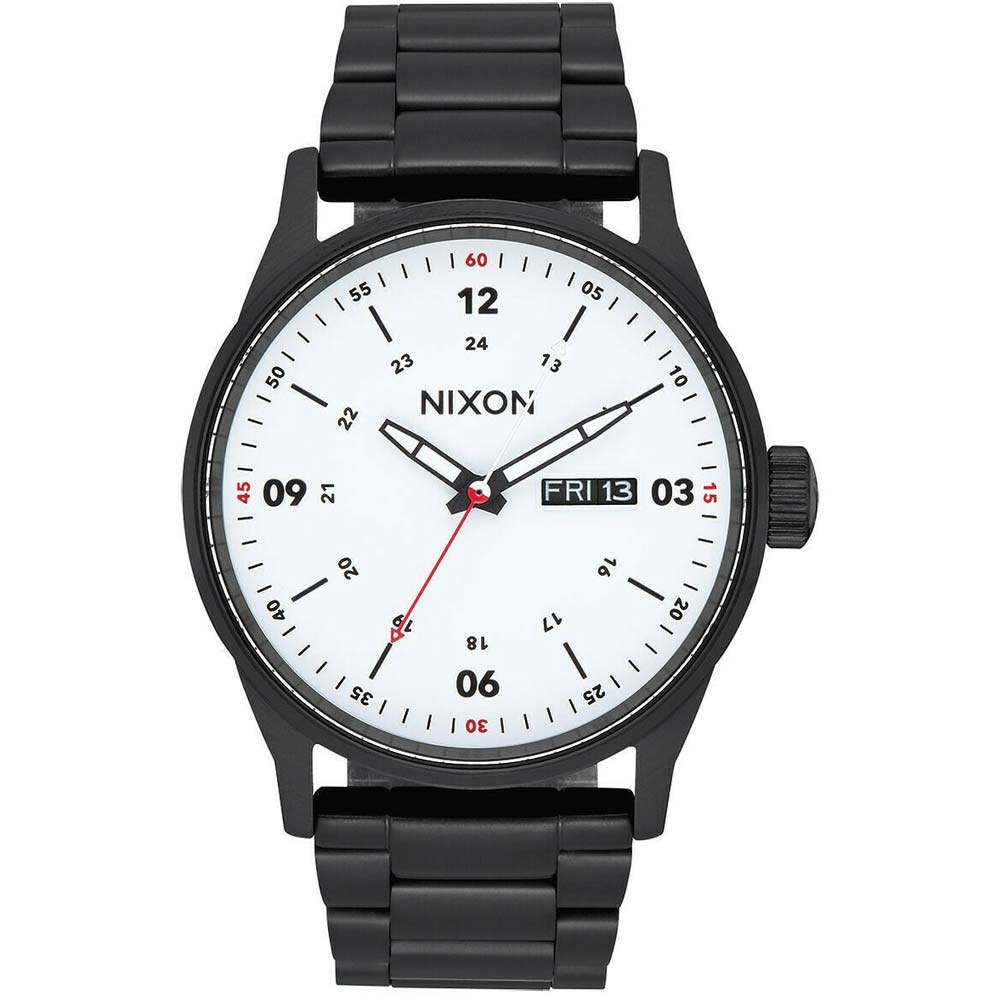 Reloj Nixon Sentry A356005 Fecha Acero Inoxidable Negro Dial Blanco