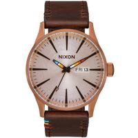 Reloj Nixon Sentry A1053173 Fecha Acero Inoxidable Correa de Cuero Marrón