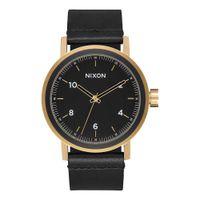 Reloj Nixon Stark A11941031 Acero Inoxidable Dorado Correa de Cuero y Dial Negro