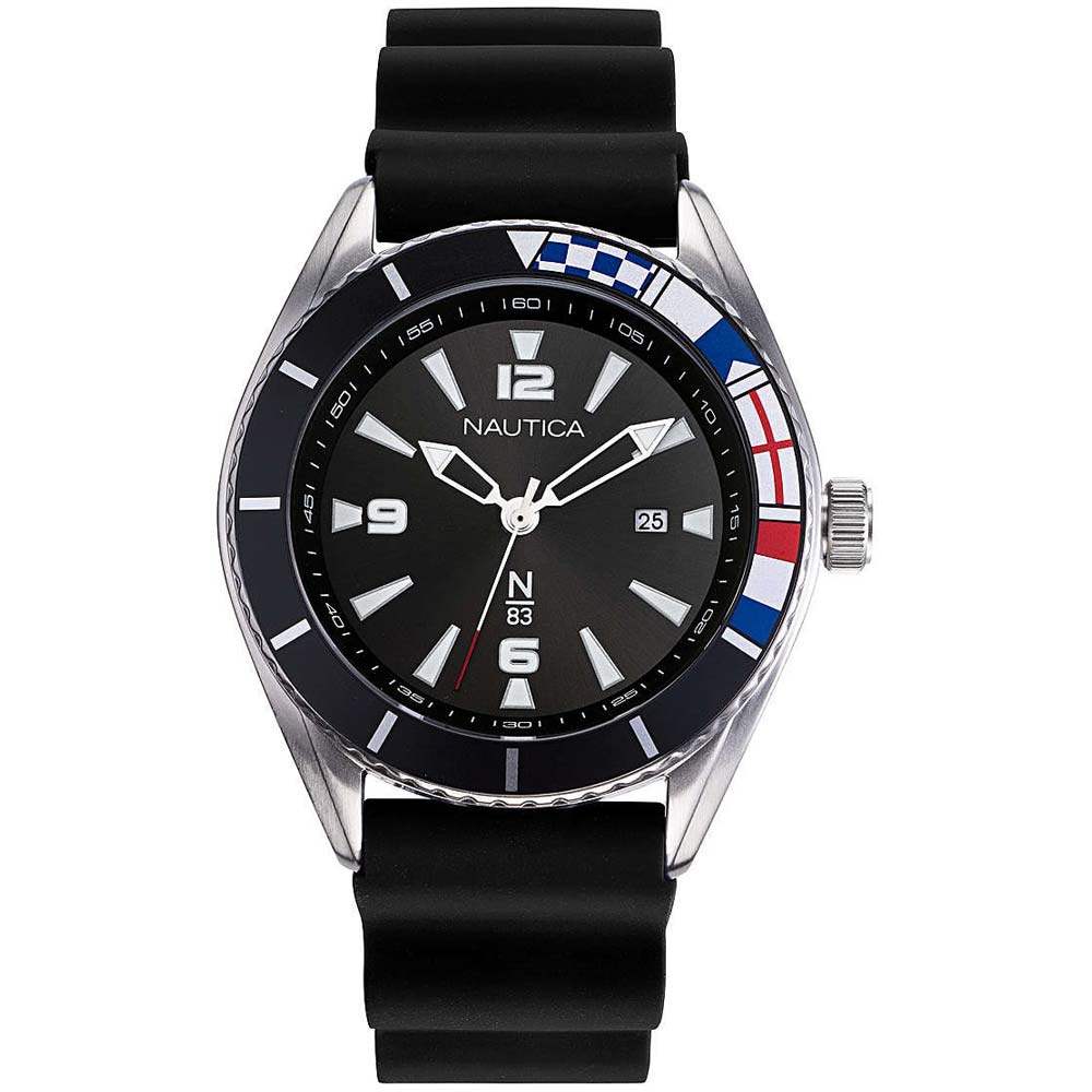 Reloj Nautica N83 Urban Surf NAPUSS901 Fecha Correa de Silicona y Dial Negro