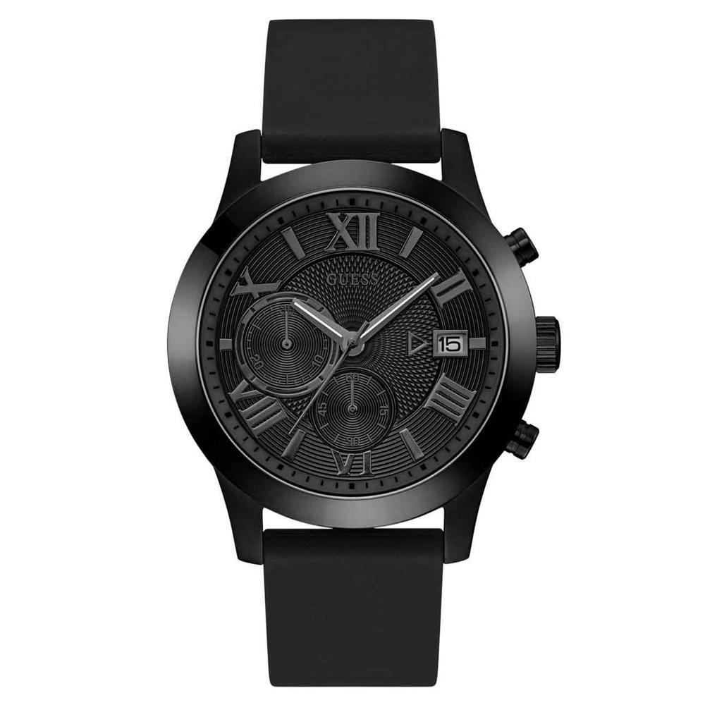 Reloj Guess Atlas W1055G1 U1055G1 Fecha Cronómetro Correa de Silicona Negro