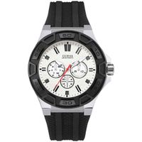 Reloj Guess Force W0674G3 U0674G3 Multifuncional Correa de Silicona Negro Dial Blanco