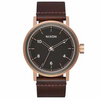 Reloj Nixon Stark A11942001 Acero Inoxidable Rose Gold Correa de Cuero Marrón Dial Gris
