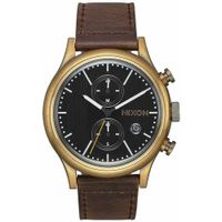 Reloj Nixon Station A11632539 Fecha Cronómetro Cuero Marrón Dial Negro