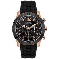 Reloj Guess Caliber U0864G2 Cronómetro Acero oro Rosado Correa de Silicona Negro