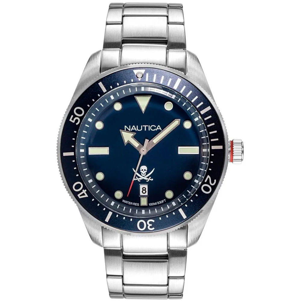 Reloj Nautica Hillcrest NAPHCP905 Fecha Acero Inoxidable Plateado Azul