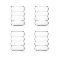 4 Vasos ondas  300 ml Vidrio Resistente al Calor