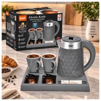 Set de Hervidor Eléctrico RAF R.7924 - 1500W - Diseño Moderno  2 Tazas de Loza