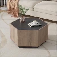 Mesa de Centro Moderna Leticia Color Rovere y Negro