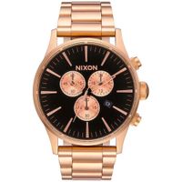 Reloj Nixon Sentry Chrono A3861932 Fecha Cronómetro Acero Inoxidable Oro Rosado Dial negro