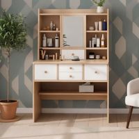 Tocador con espejo Lauren Marron y Blanco - Masiva Home