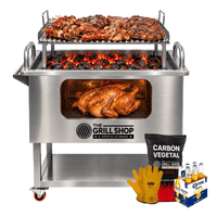 Caja china mediana con visor full acero inoxidable