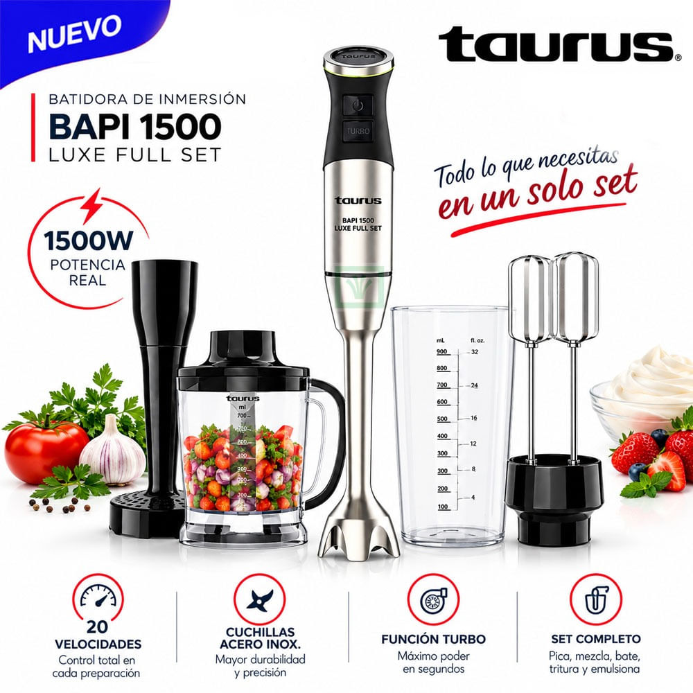 Batidora de Inmersion Taurus Bapi 1500 Luxe Full Set