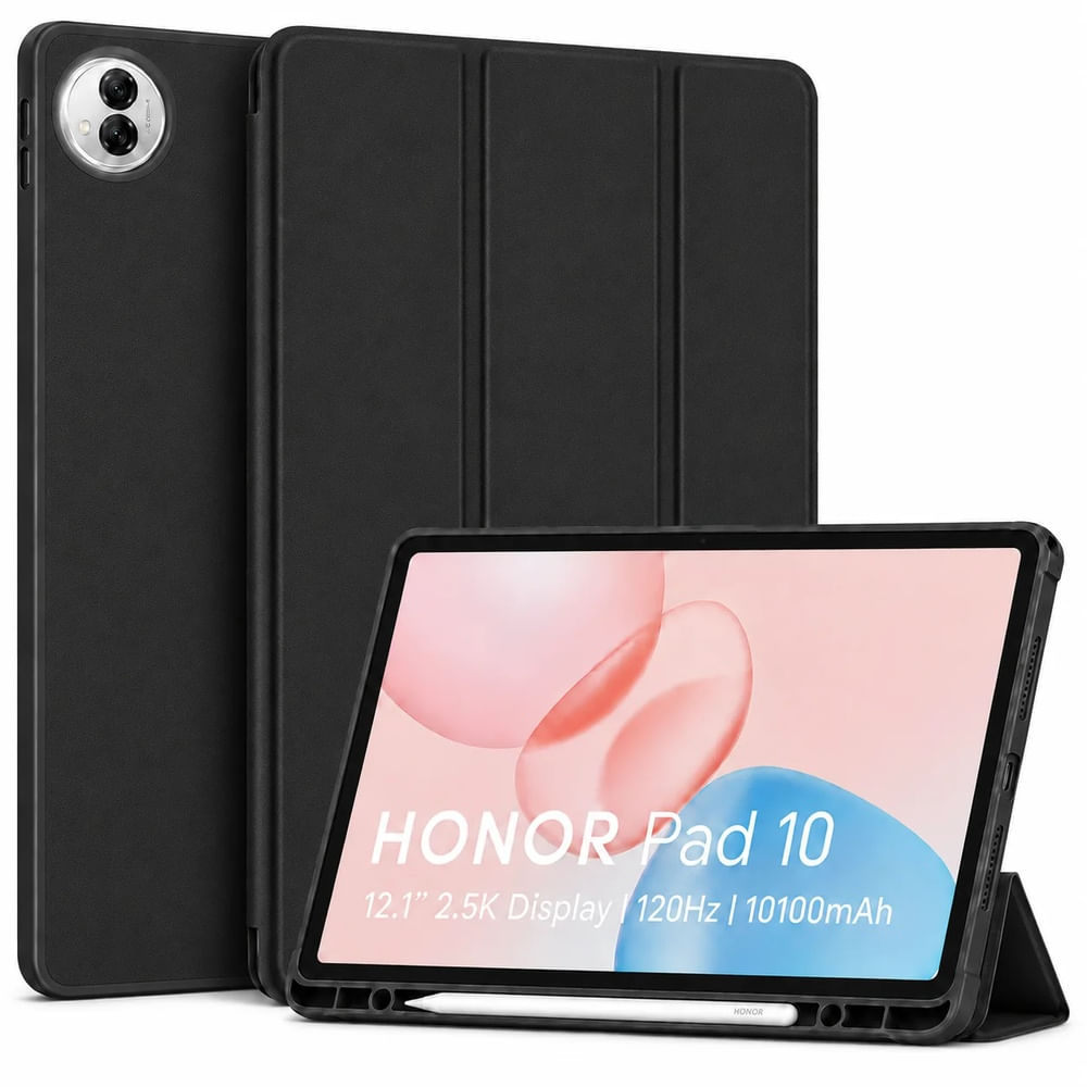 Funda Smart Cover con Porta Lápiz para Tablet HONOR PAD 10 12.1” 2025 Negro