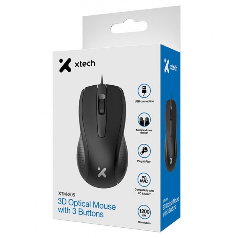Mouse Xtech XTM-206 USB 1200 DPI Negro
