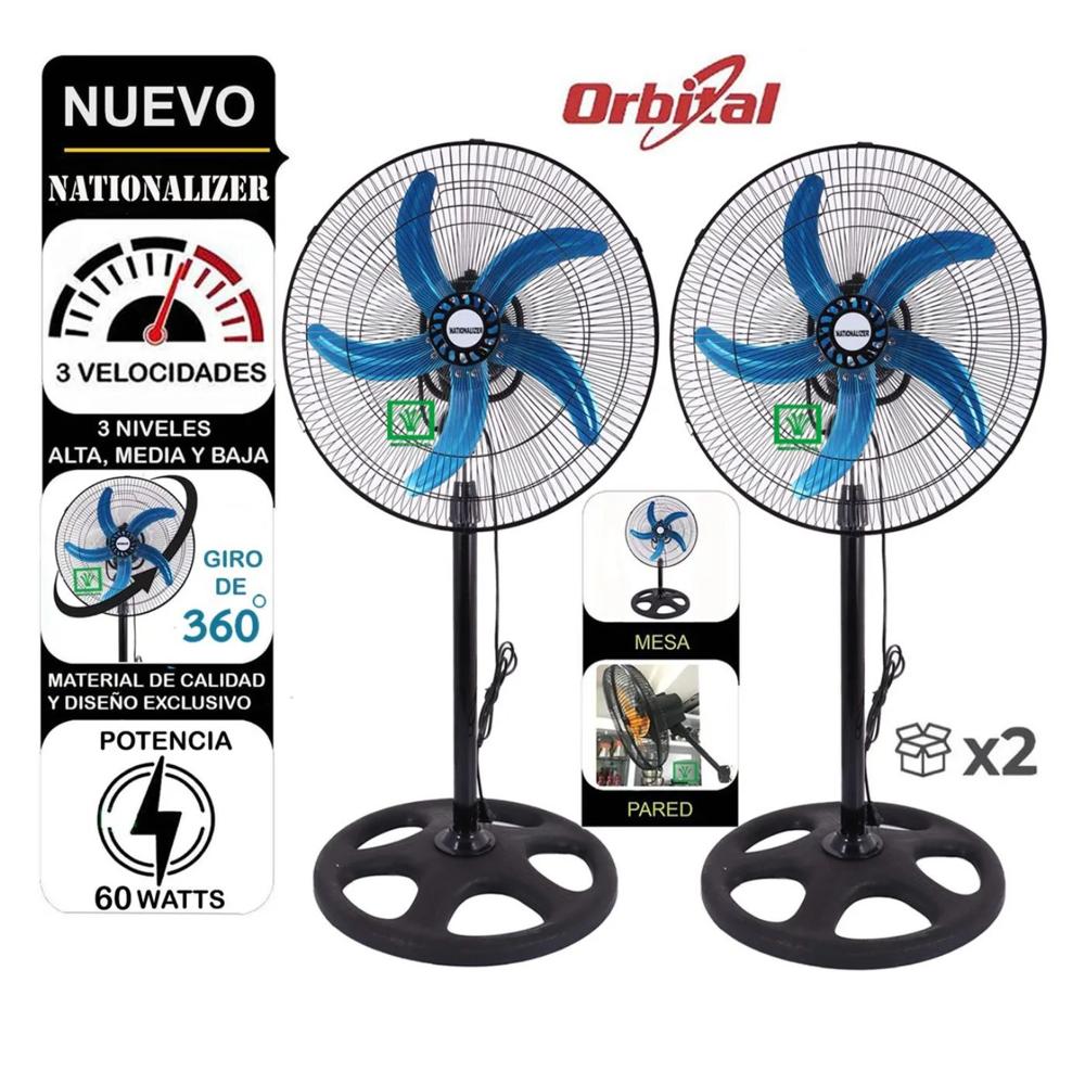 Ventilador 3 en 1 Orbital Nationalizer 18'' NN-45-360 Negro - 2 UNI
