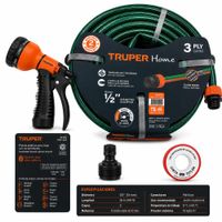 Kit Manguera Para Jardín Truper Home 15 Metros 1-2 Pulgada 3 Capas Con Pistola De Riego 8 Funciones