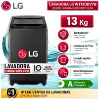 Lavadora LG Carga Superior 13Kg WT13OBVTB Onyx Negro
