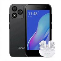 Celular Unnecto Bolt 1 32GB 2GB Negro y Audífonos Inalámbricos 1HORA 1UT205 Blanco