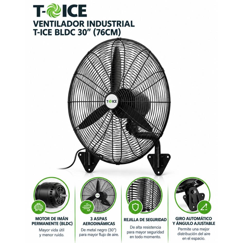 Ventilador Industrial T-ICE 30'' Pulgadas MFJ-C75F NEGRO