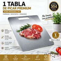 TABLA DE PICAR ACERO INOXIDABLE 39 x 28CM DISEÑO PREMIUM.
