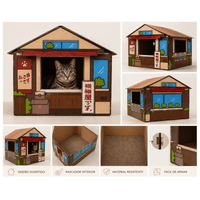 Casita de Cartón para Gatos con Rascador Interior - 46 x 36 x 33 cm