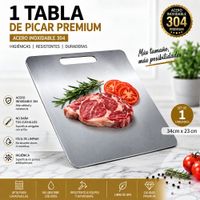 TABLA DE PICAR ACERO INOXIDABLE 34x23 CM DISEÑO PREMIUM.
