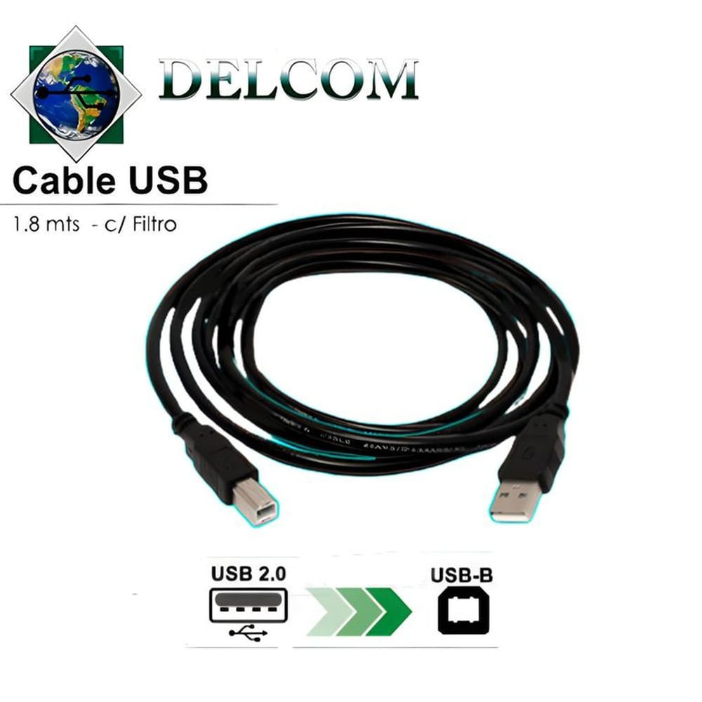 CABLE USB 2.0 1.8 METROS DELCOM PARA IMPRESORA