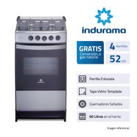 Cocina A Gas de Pie 52cm 4 Hornillas Gris Indurama DUBLIN