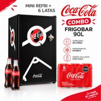 Frigobar Nostalgia 90 Lt Cocca Cola CKRF32CBWC-B Negro y 6 latas cocacola