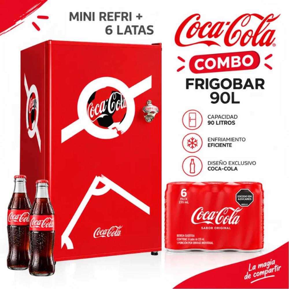 Frigobar Nostalgia 90 Lt Cocca Cola CKRF32CRWC-R Rojo y 6