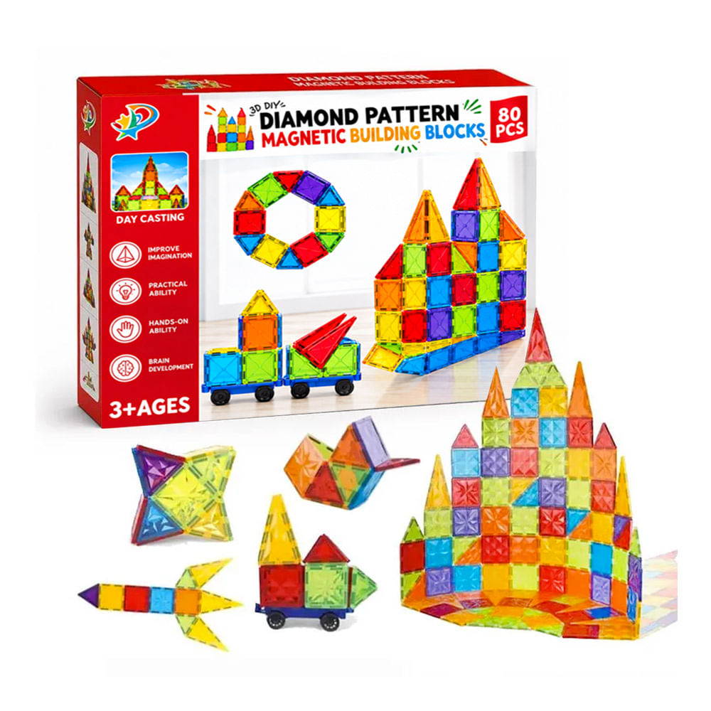Set De 80 Bloques de Construcción Magnéticos Poliedros