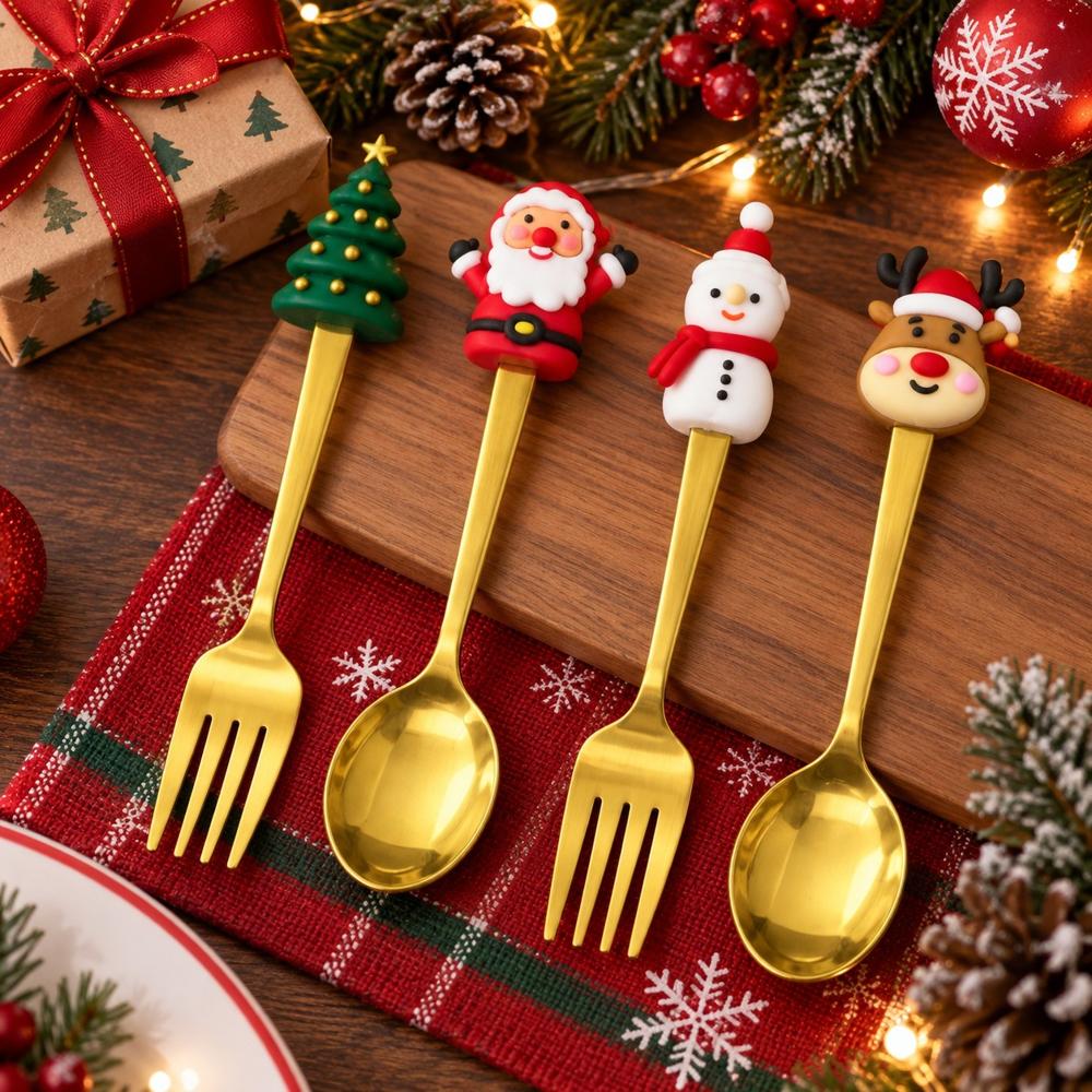 SET DE MINI CUBIERTOS NAVIDEÑOS PREMIUM