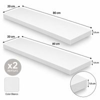 Pack de 2 repisas 80x20 Blanco de melamine