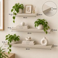 Pack de 3 repisas de repisas rectas flotantes Toquilla de melamine