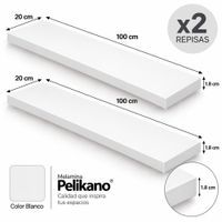Pack de 2 repisas flotantes 100x20 Blanco de melamine
