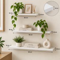 Pack de 3 repisas de repisas flotantes Blanco de melamine