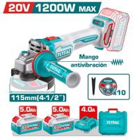 AMOLADORA 20V BL 3000 9000RPM 115MM M14 1200W ANTI-VIBRACION 2X5.0AH ACC INDUSTRIAL