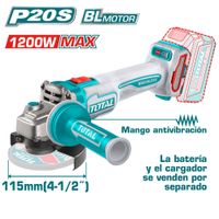 AMOLADORA 20V BL 3000-9000RPM 115MM M14 1200W ANTI-VIBRACION INDUSTRIAL