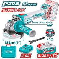 AMOLADORA 20V BL 3000-9000RPM 125MM M14 1200W ANTI-VIBRACION 2X5.0AH ACC INDUSTRIAL