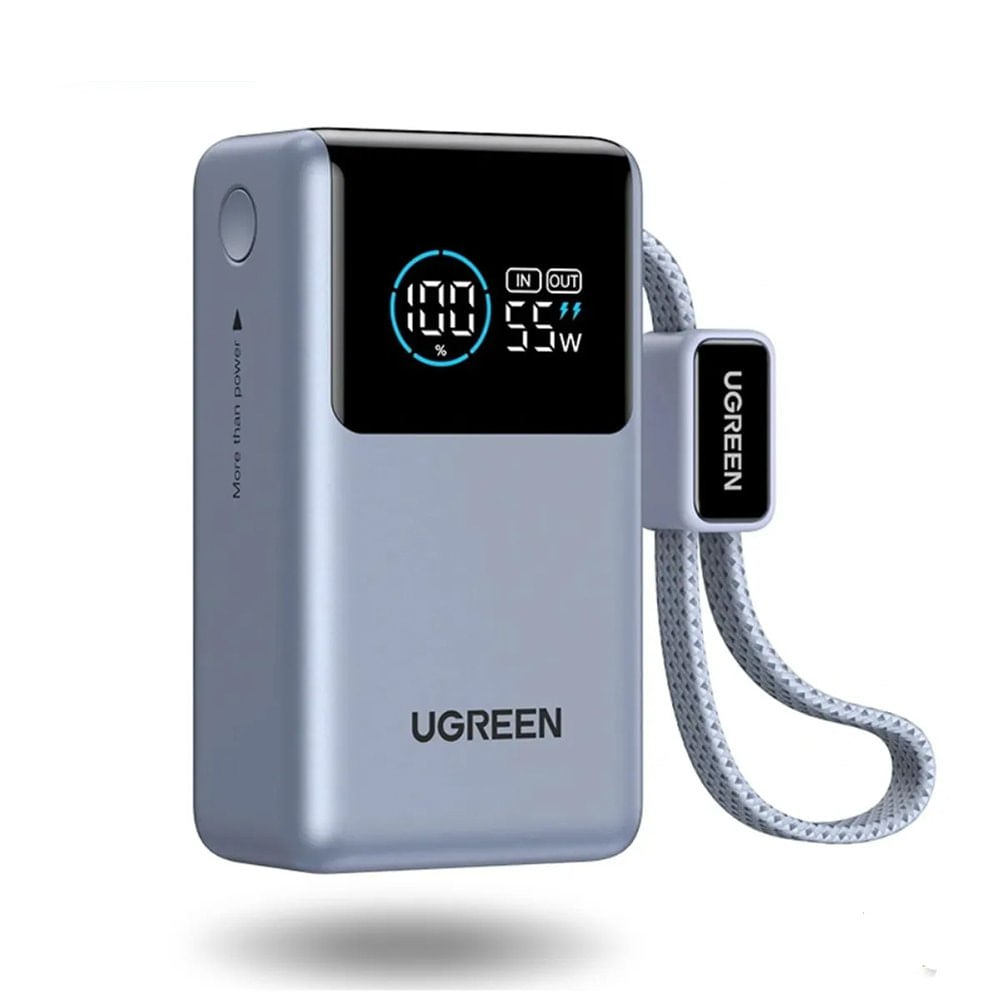 Batería Portátil UGREEN Nexode Pro Mini 55W 10000mAh Pantalla Digital Cable USB-C power bank 75701B
