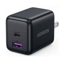 Cargador de Pared UGREEN 30W GaN USB-C y USB-A PD 3.0 QC 4.0 Carga Rápida Dual 65025