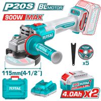 AMOLADORA 20V BRUSHLESS 3000-9000RPM 115MM M14 900W 2X4.0AH DISCO X5 INDUSTRIAL